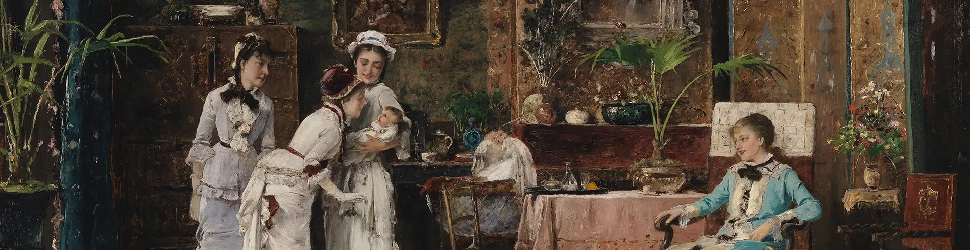 Mihály Munkácsy, "Besucher des Babys" (1879)